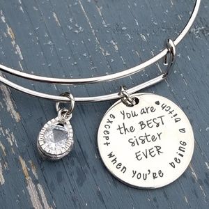 Sister bracelet,  charm bracelet, bangle, sisters